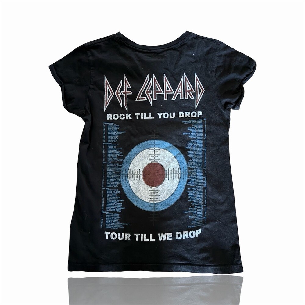 Recycled Karma x Def Leppard World Tour 1983 Graphic T-Shirt Womens XS Black